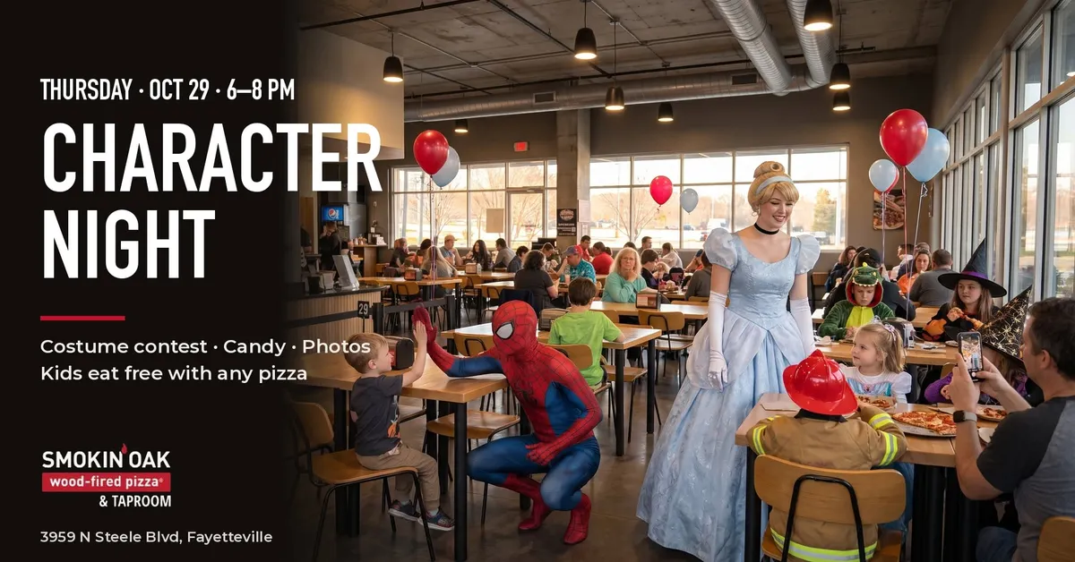 Catch Spidey Guy and a Glass Slipper Princess at Smokin' Oak Pizza
