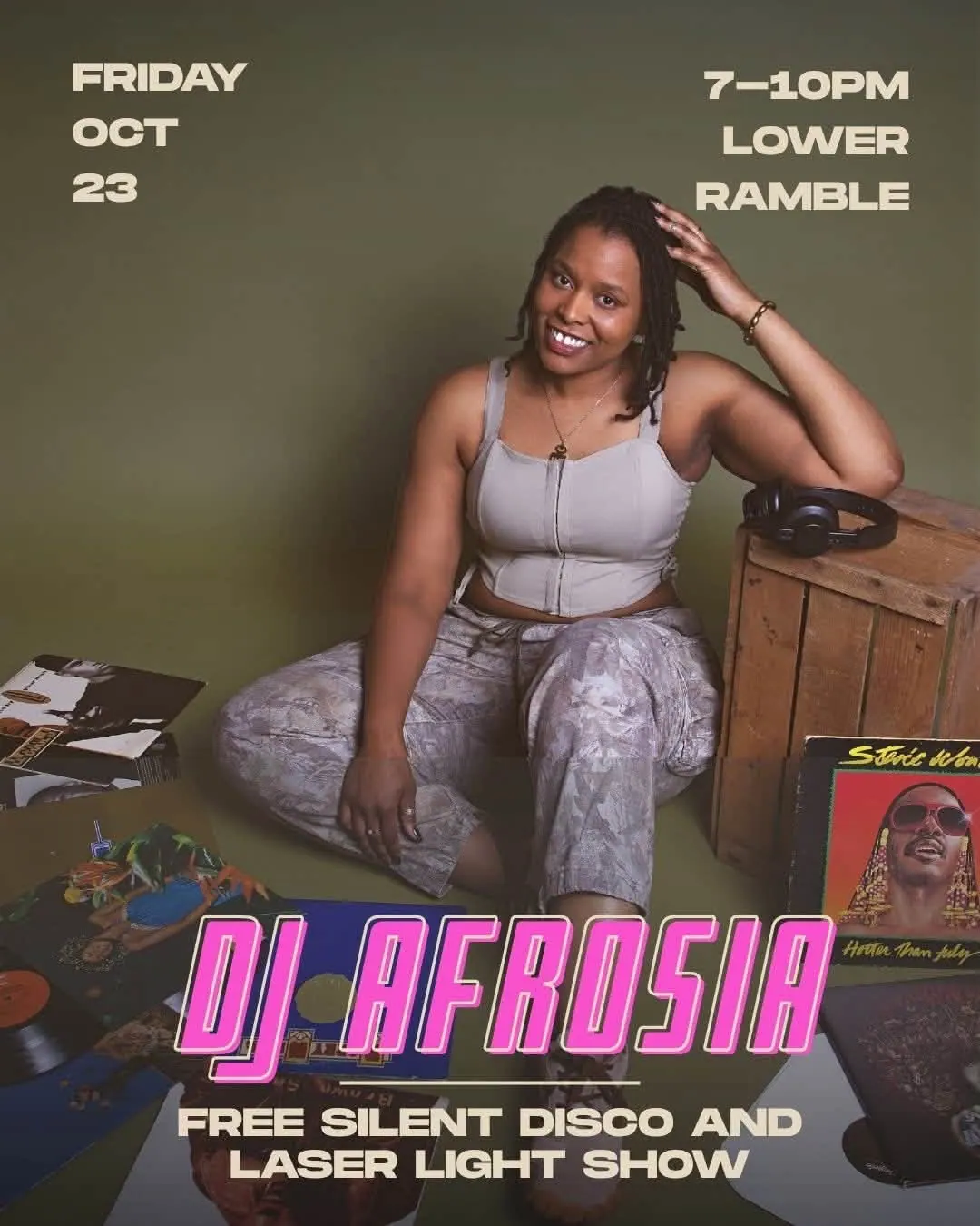 DJ Afrosia poster for Phantasma on Friday, October 23, 7 to 10 PM at the Lower Ramble