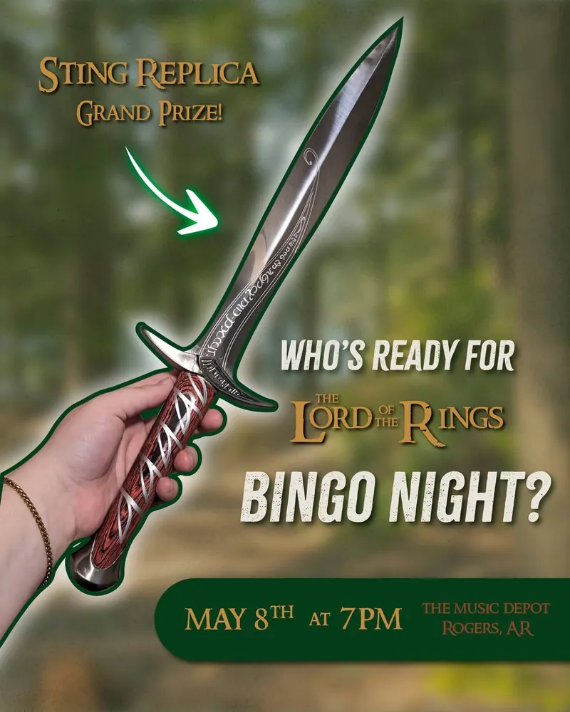 Grab Your Fellowship for a Lord of the Rings Bingo Night at the Music Depot in Rogers
