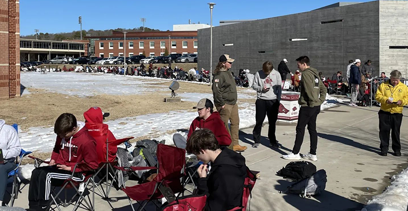 Students Line Bud Walton Arena